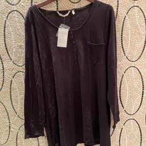 Soft Surroundings_ Black long sleeve henley NEW-Never worn Plus size 1X